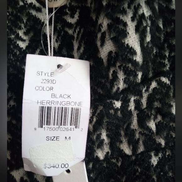 NWT Paper Crown Anthropologie Black Grey Herringbone Wool A-Line Dress Medium - Picture 8 of 10